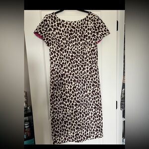 J. Crew Brown and White Sheath Dress with Dolman Sleeves